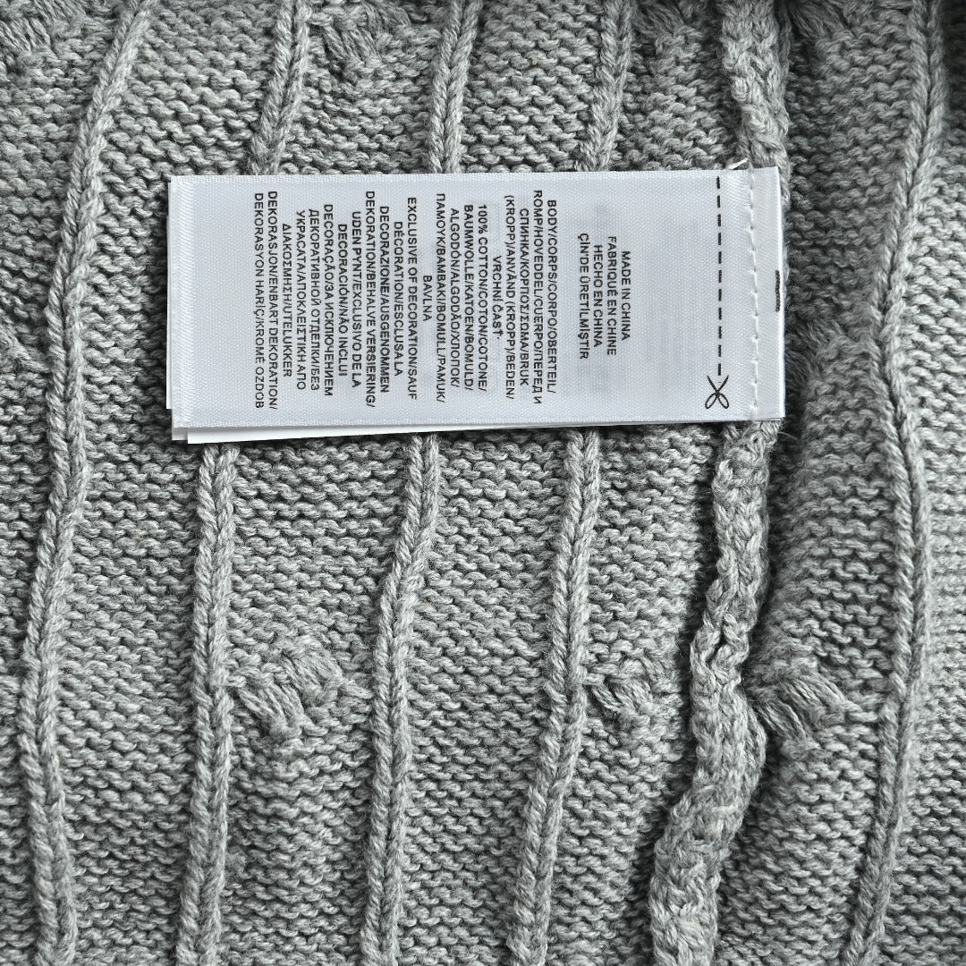 Ralph Lauren Pony-Logo Cable-Knit Hooded Sweater | Light Grey