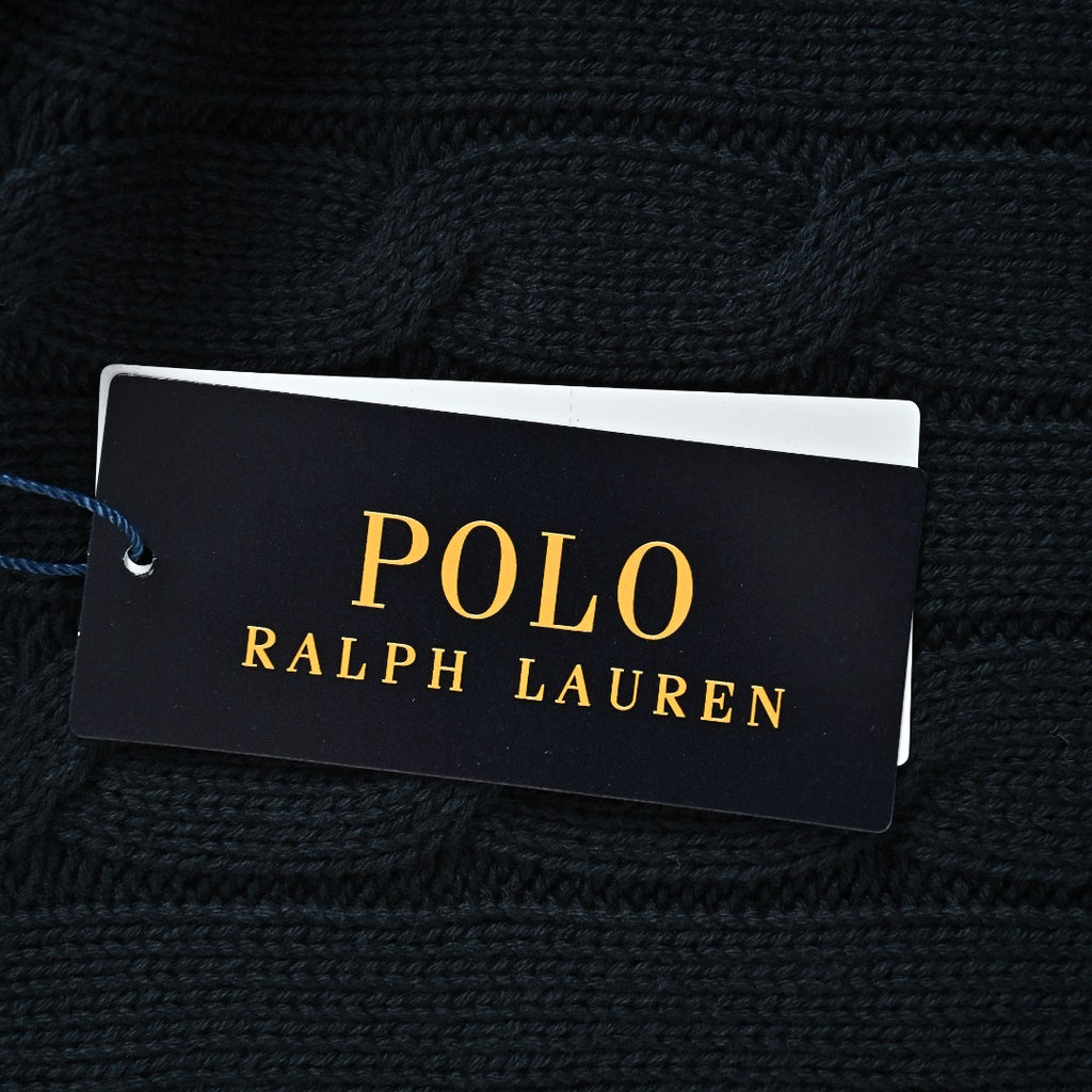 Ralph Lauren Pony-Logo Cable-Knit Hooded Sweater | Dark Navy