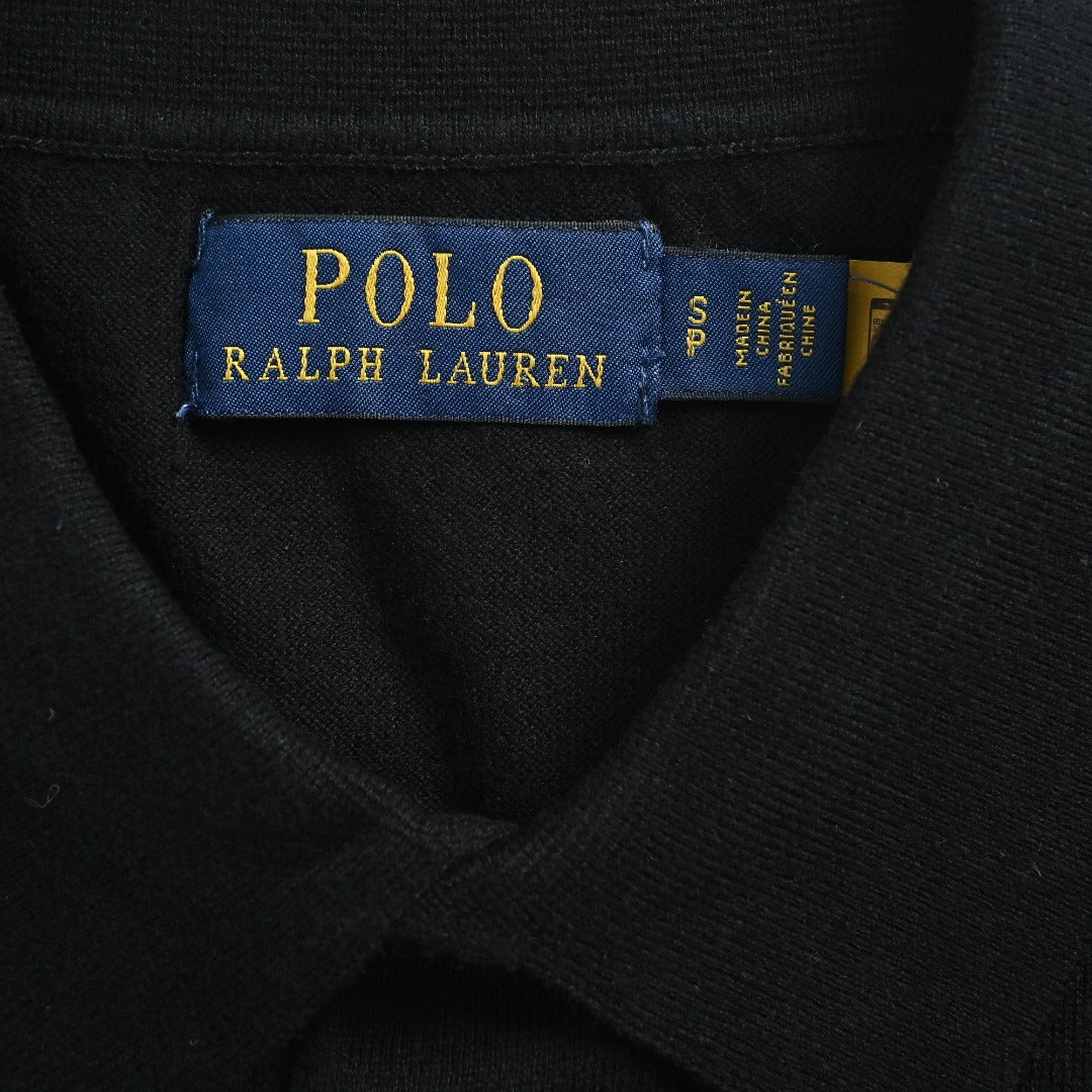 Polo Ralph Lauren Pony-Logo Fine-Knit Long-Sleeve Polo Shirt | Black