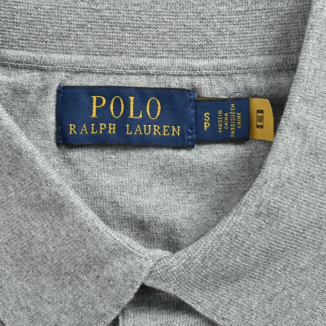 Polo Ralph Lauren Pony-Logo Fine-Knit Long-Sleeve Polo Shirt | Light Grey