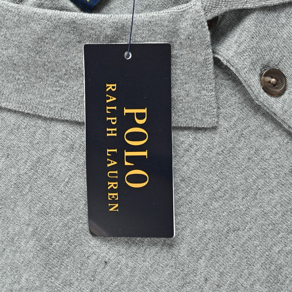 Polo Ralph Lauren Pony-Logo Fine-Knit Long-Sleeve Polo Shirt | Light Grey