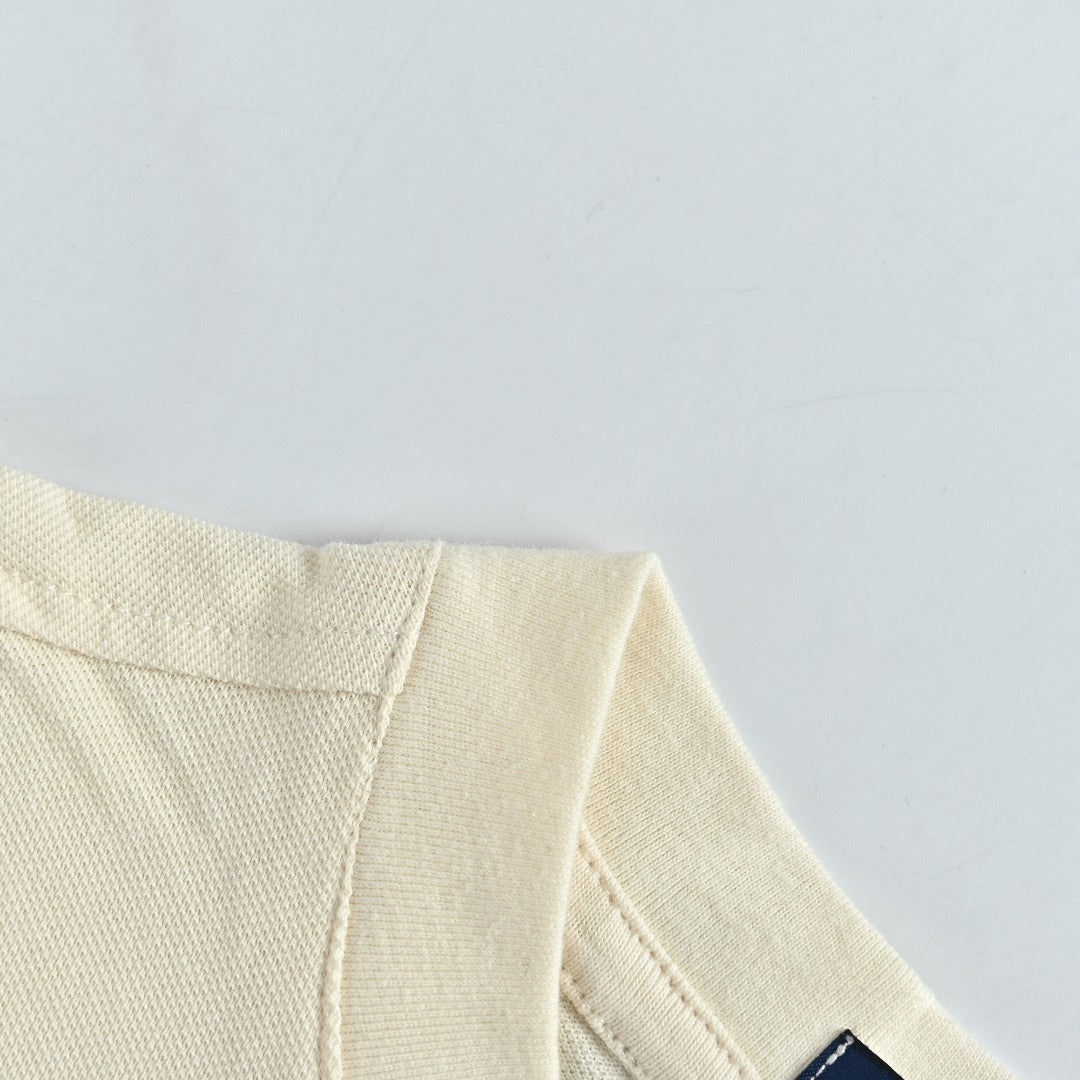 Ralph Lauren Pony-Logo Three-Button Stand-Collar Short-Sleeve Shirt | Ivory