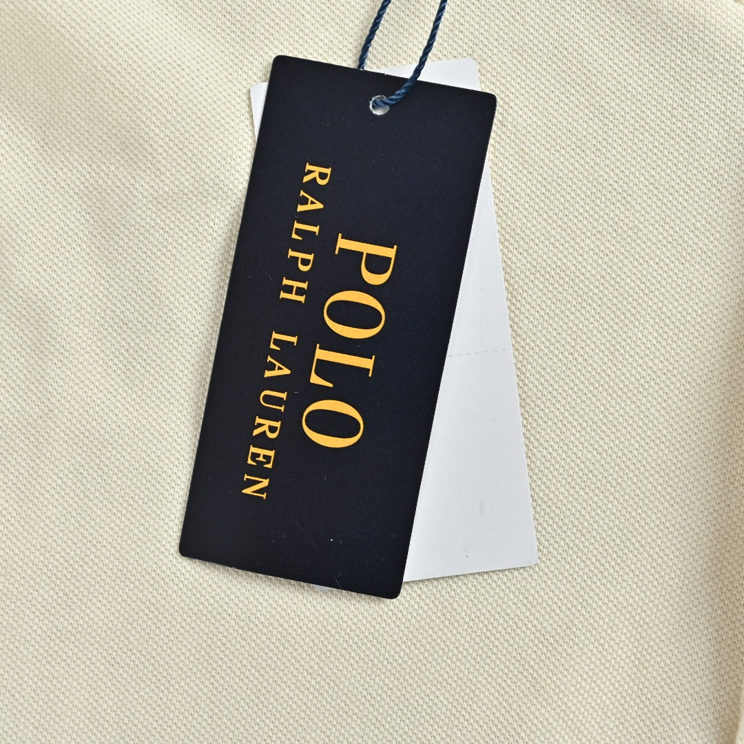 Ralph Lauren Pony-Logo Three-Button Stand-Collar Short-Sleeve Shirt | Ivory
