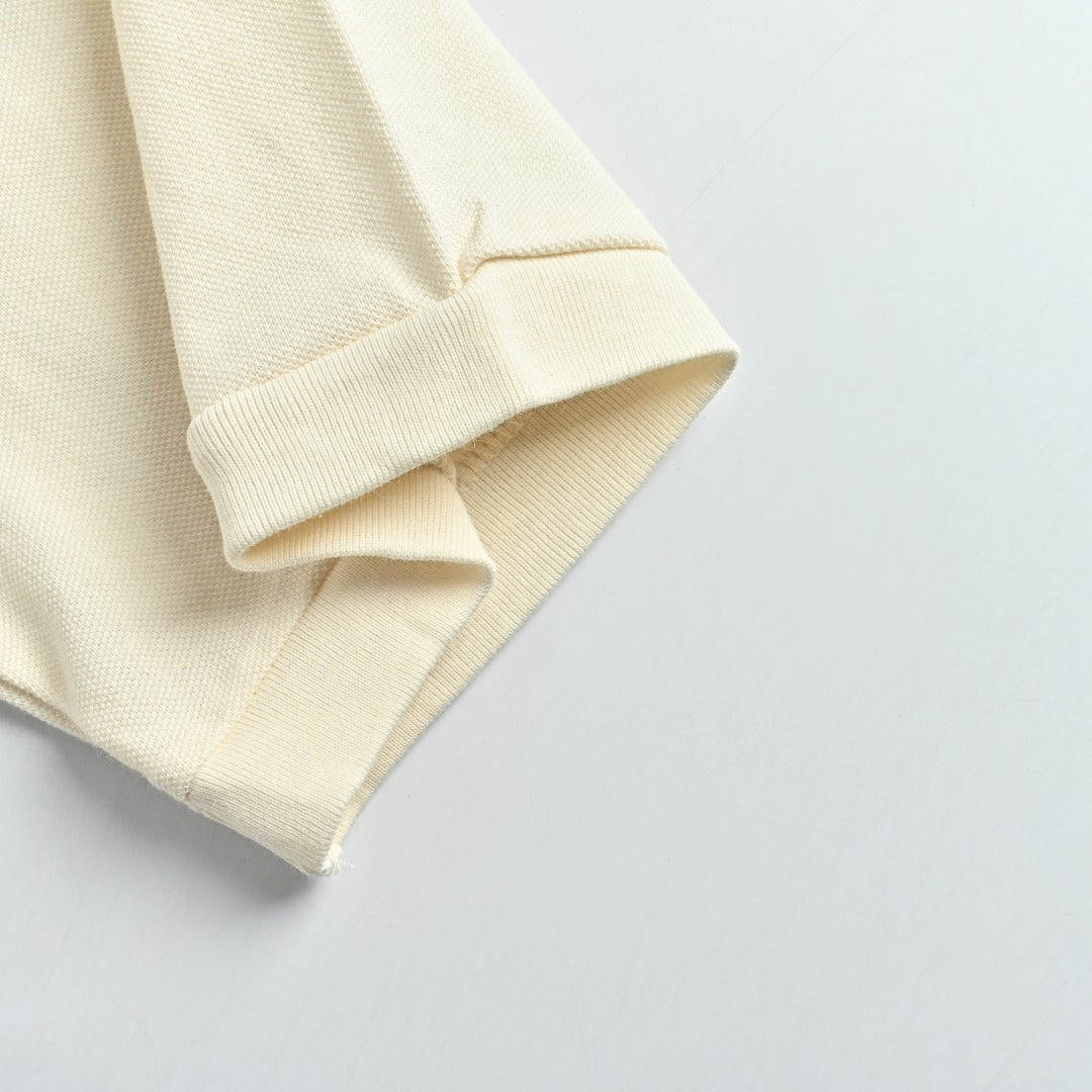 Ralph Lauren Pony-Logo Three-Button Stand-Collar Short-Sleeve Shirt | Ivory