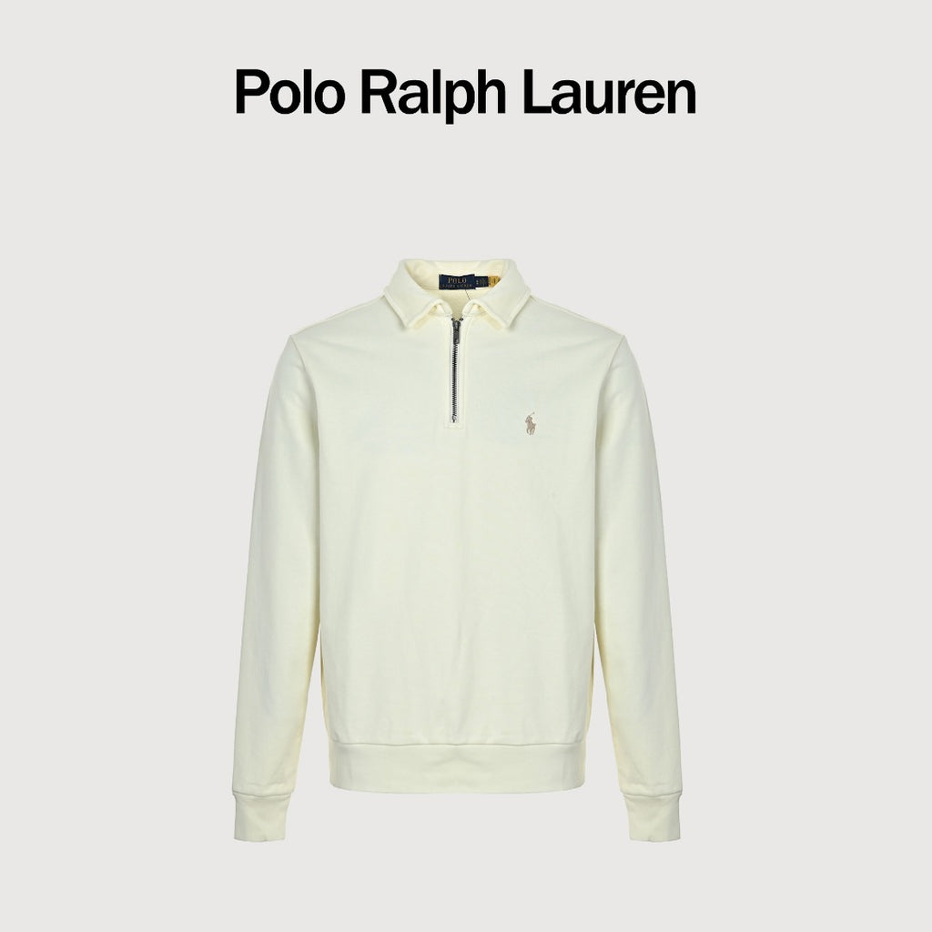 Ralph Lauren Pony-Logo Half-Zip Sweatshirt | Ivory