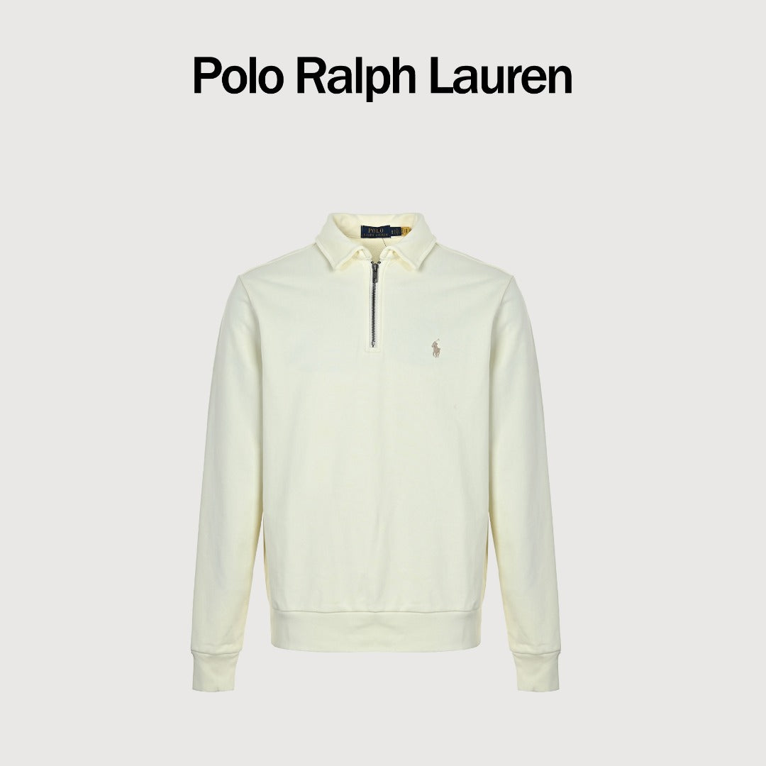 Ralph Lauren Pony-Logo Half-Zip Sweatshirt | Ivory