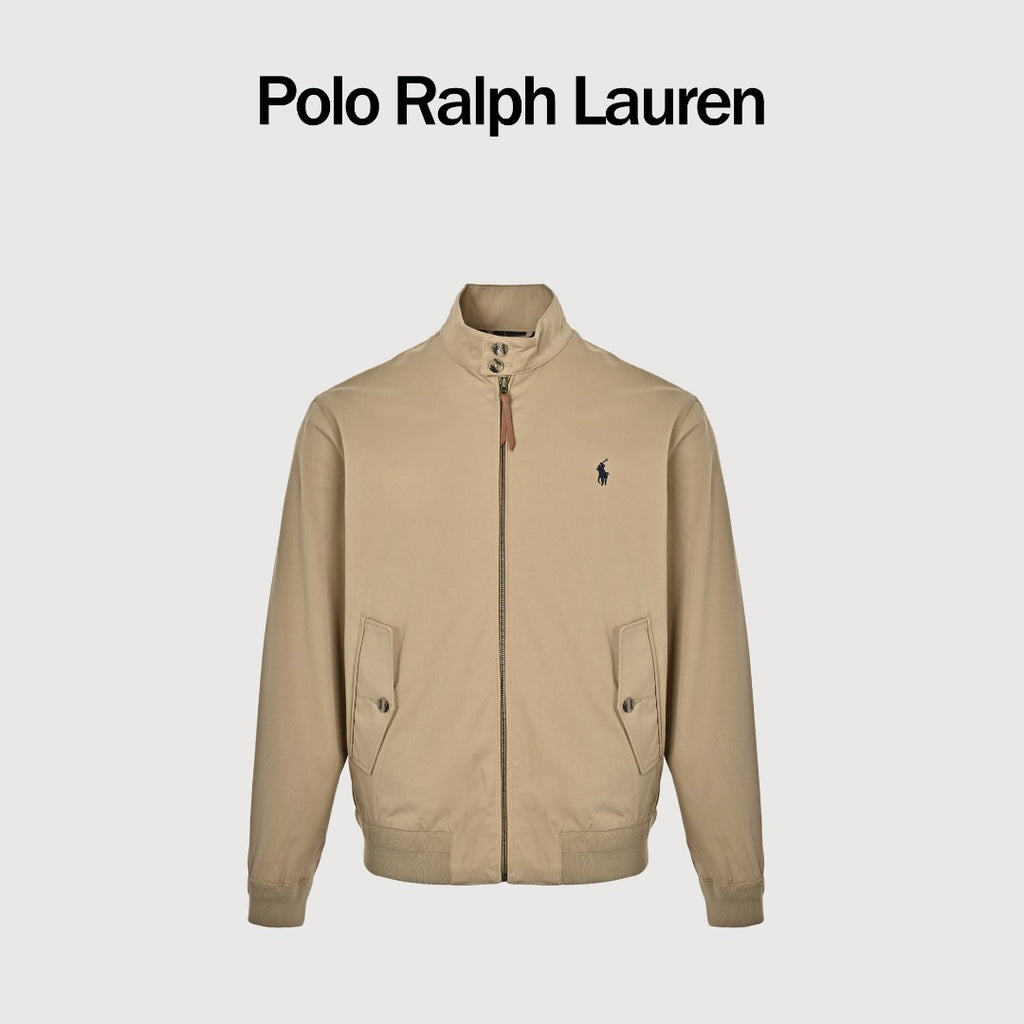 Ralph Lauren Pony-Logo Stand-Collar Zip-Up Jacket | Khaki