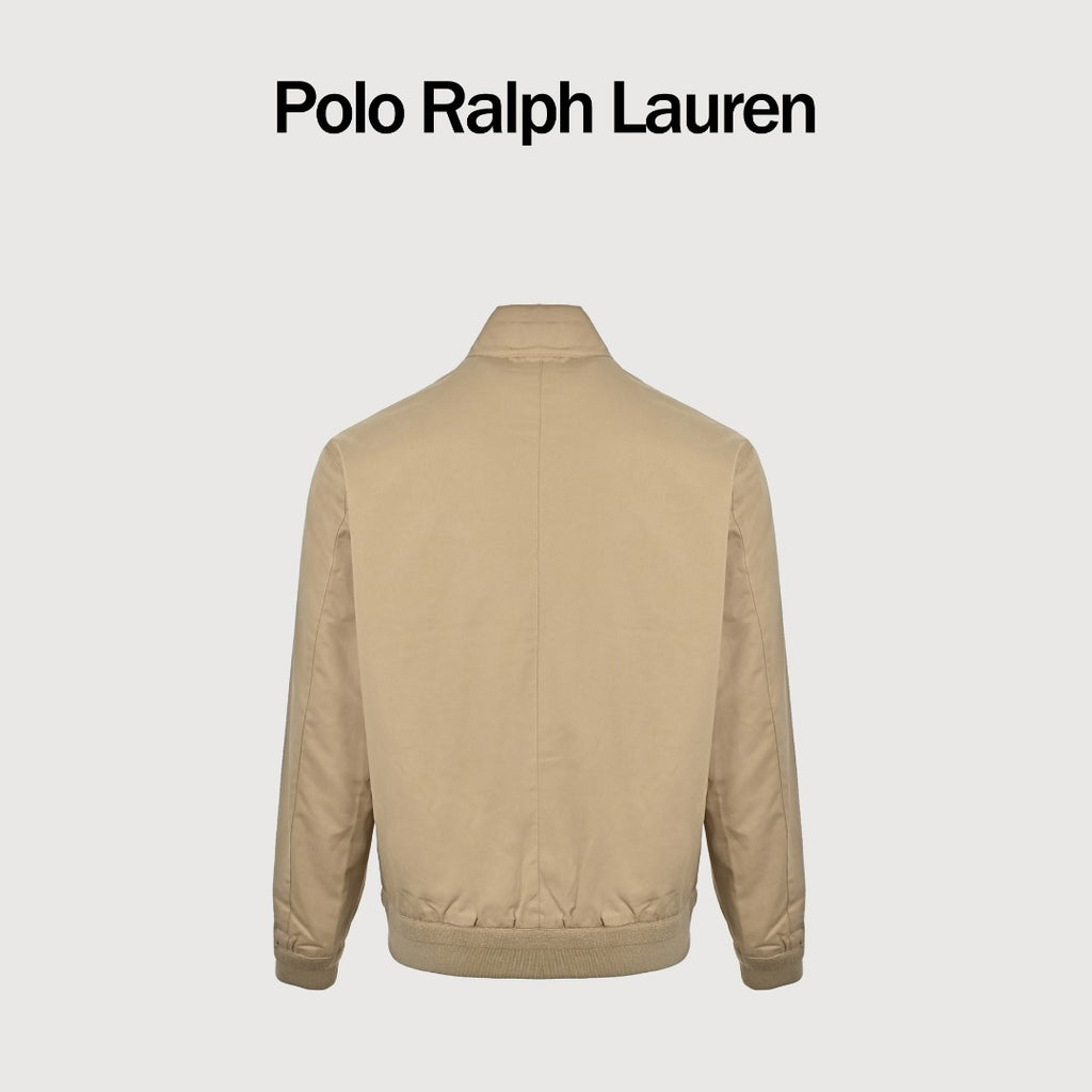 Ralph Lauren Pony-Logo Stand-Collar Zip-Up Jacket | Khaki