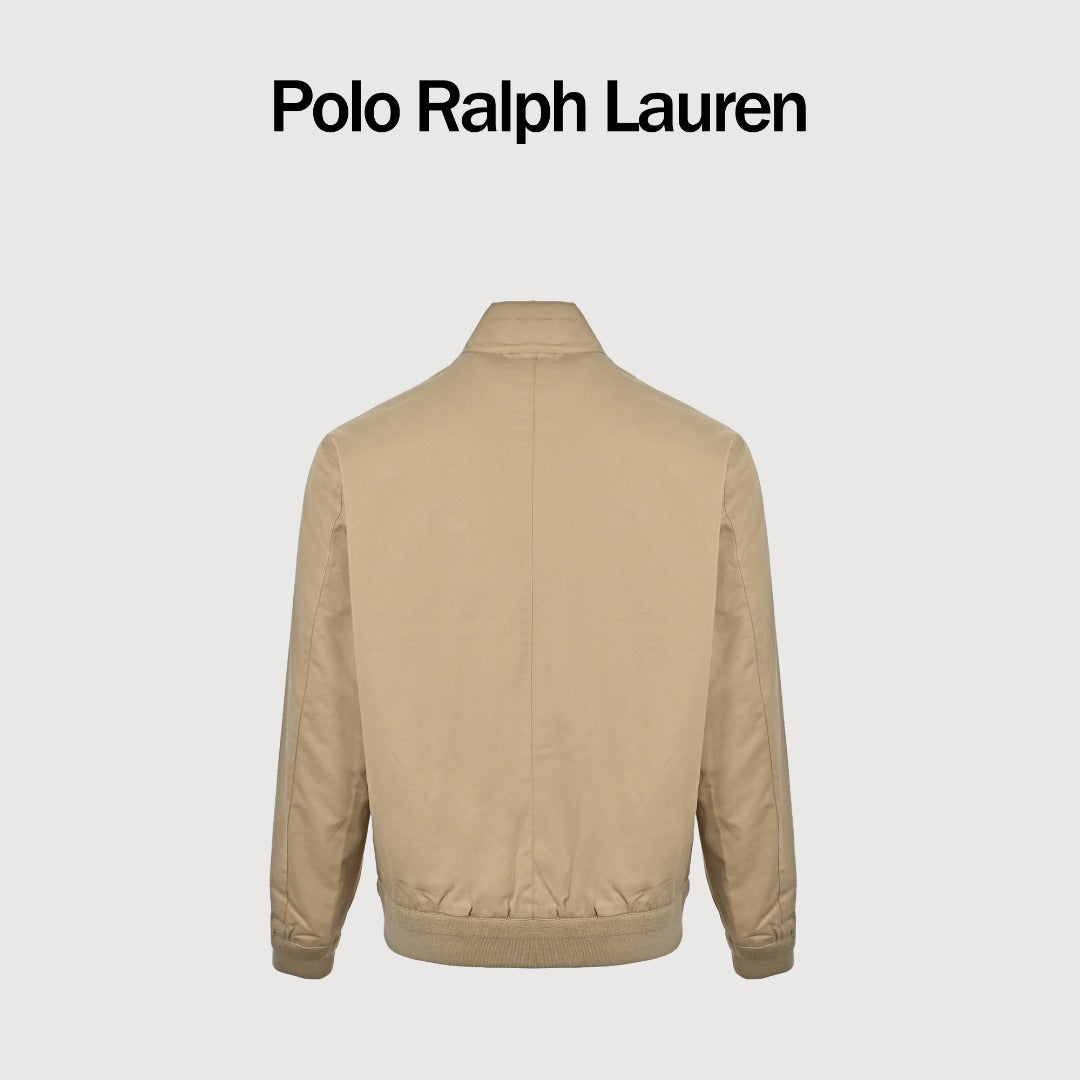 Ralph Lauren Pony-Logo Stand-Collar Zip-Up Jacket | Khaki