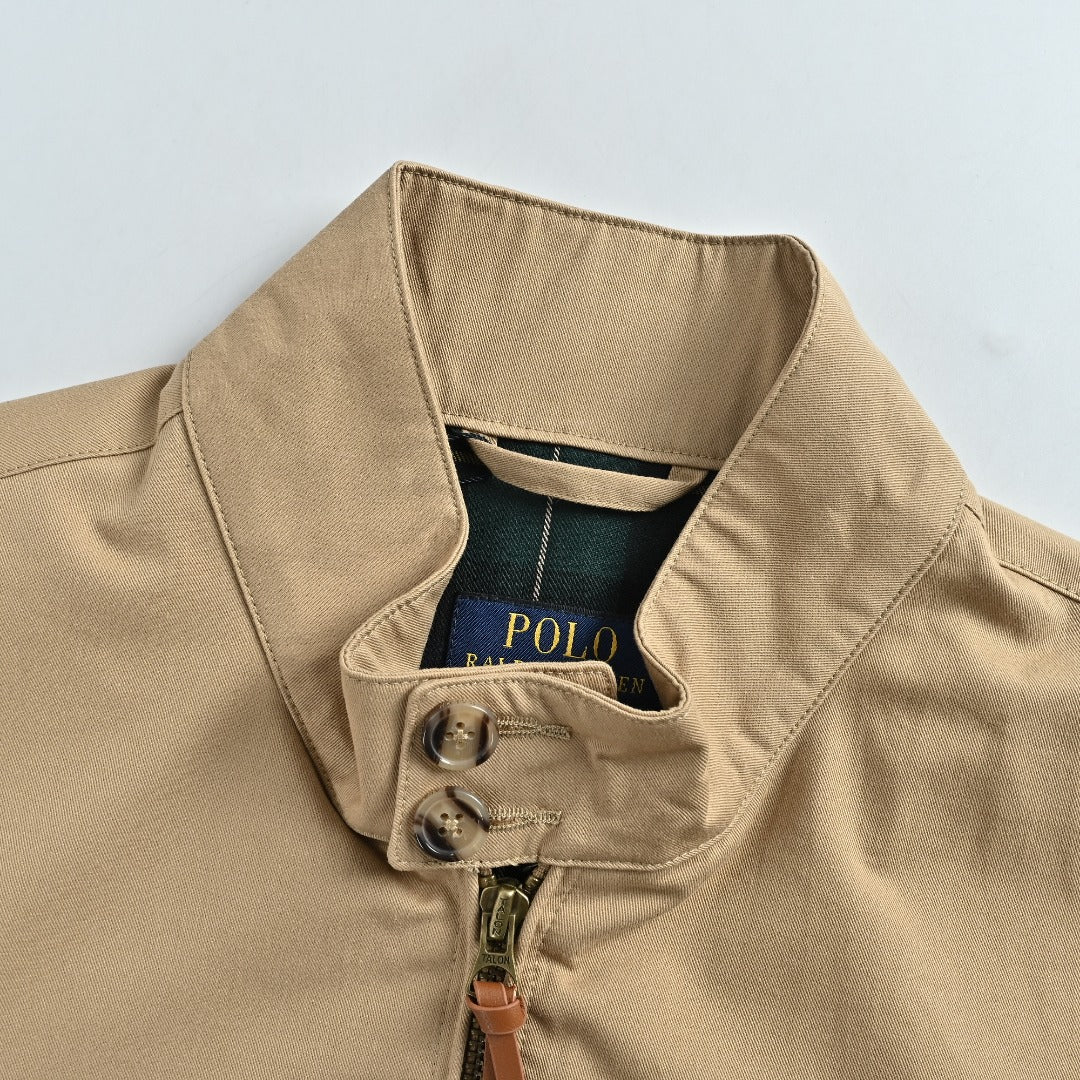 Ralph Lauren Pony-Logo Stand-Collar Zip-Up Jacket | Khaki