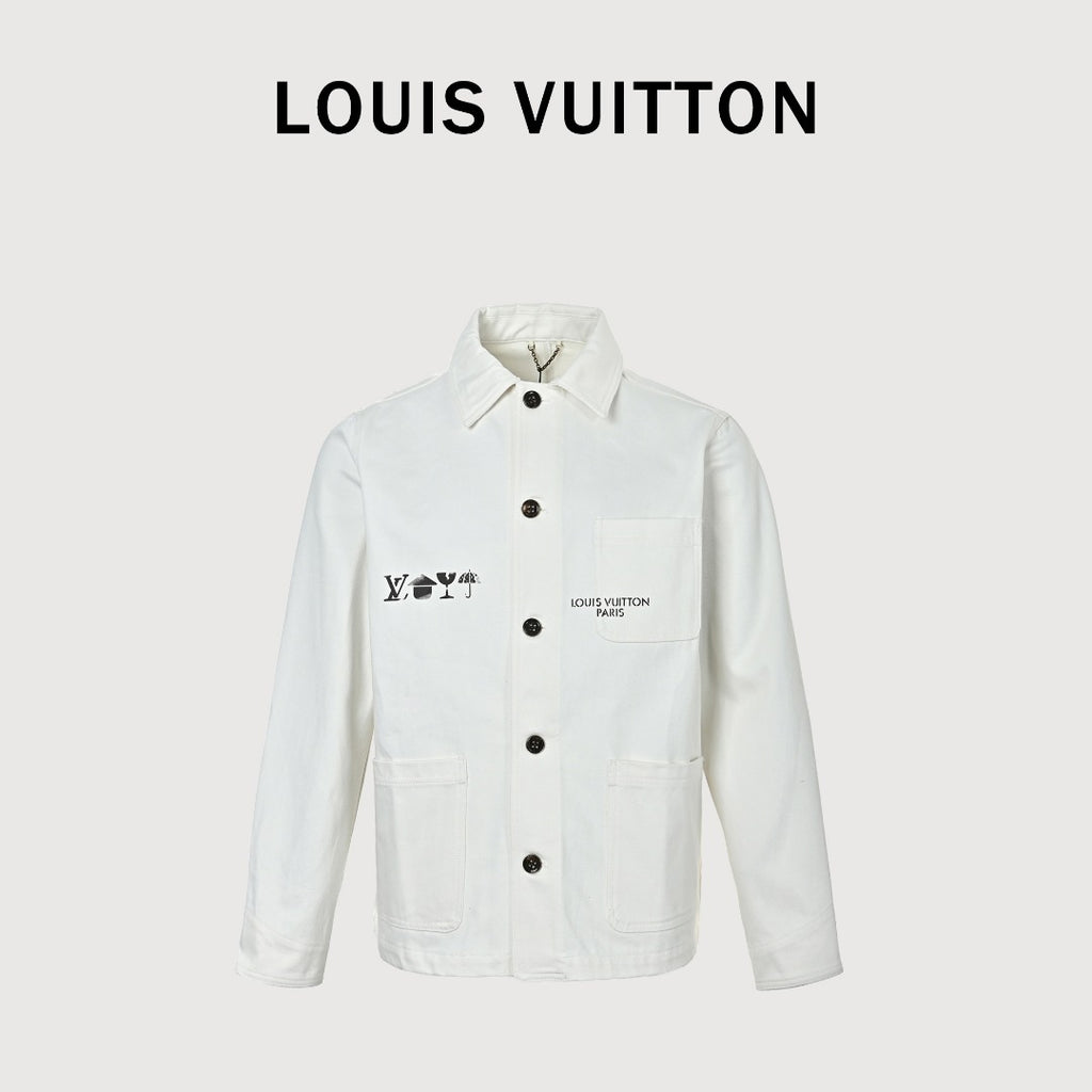 Louis Vuitton LV EQUIPE Logo-Print Three-Pocket Workwear Jacket | White