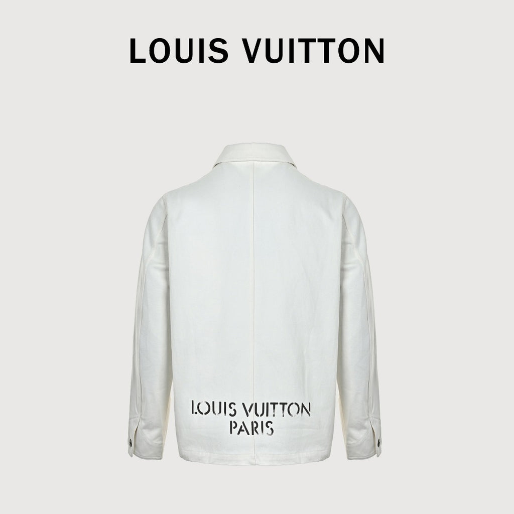 Louis Vuitton LV EQUIPE Logo-Print Three-Pocket Workwear Jacket | White