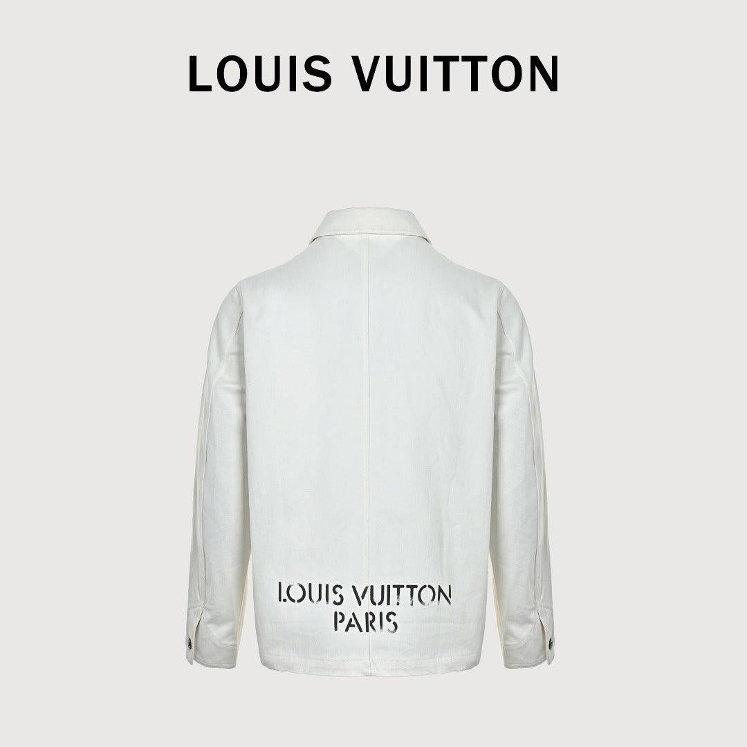 Louis Vuitton LV EQUIPE Logo-Print Three-Pocket Workwear Jacket | White