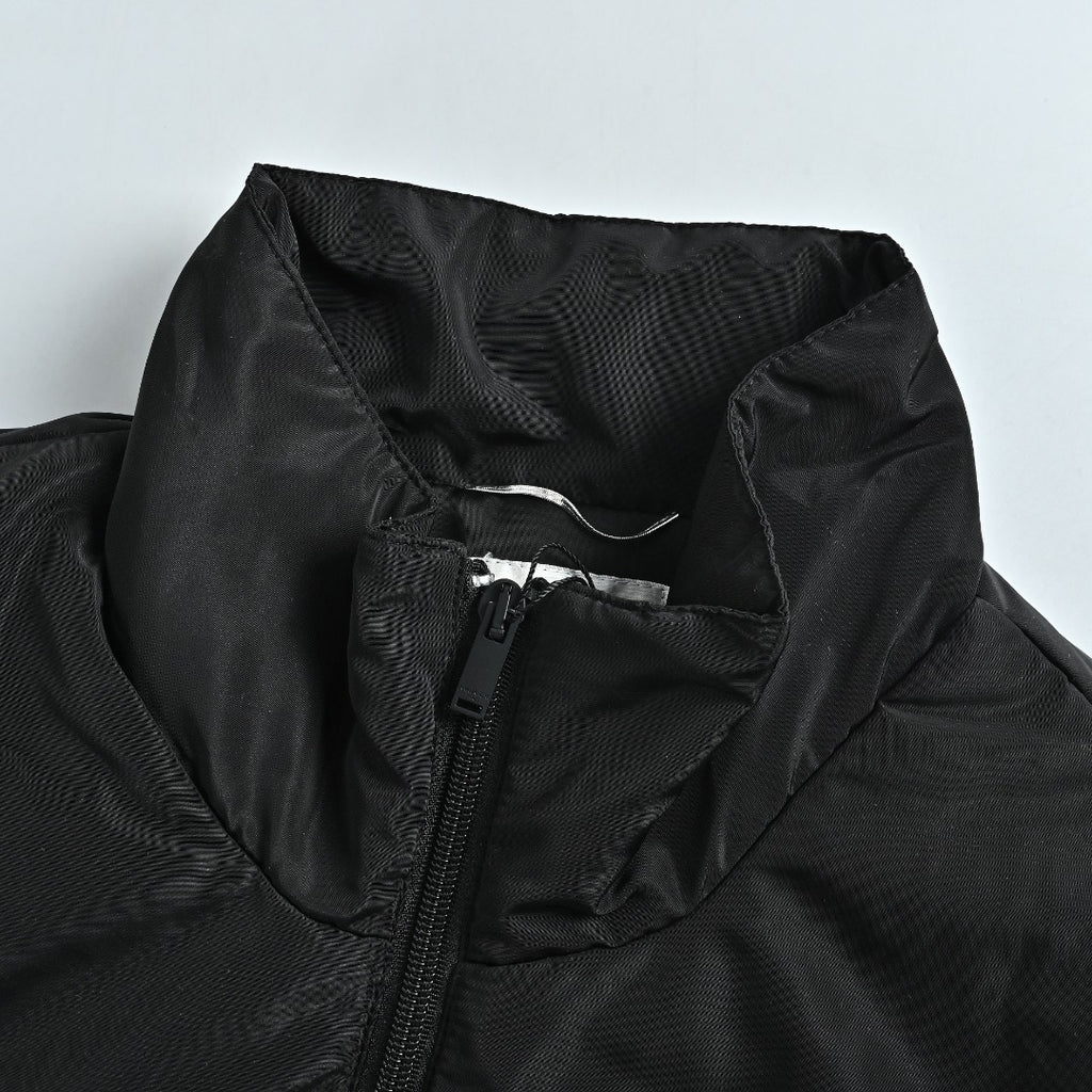 Saint Laurent Letter-Embroidered Stand-Collar Padded Jacket | Black