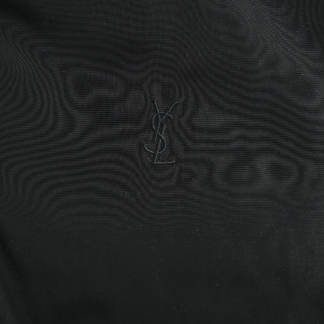 Saint Laurent Letter-Embroidered Stand-Collar Padded Jacket | Black