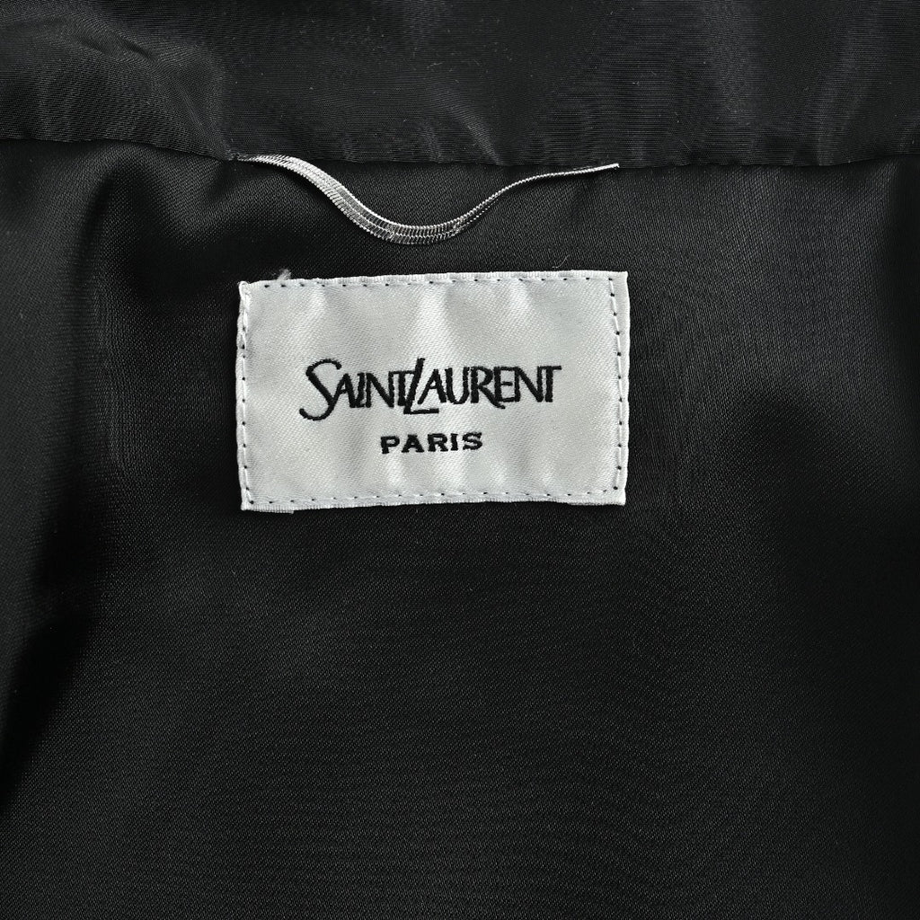 Saint Laurent Letter-Embroidered Stand-Collar Padded Jacket | Black