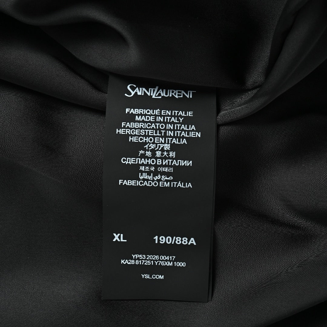Saint Laurent Letter-Embroidered Stand-Collar Padded Jacket | Black