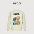 Gucci Cartoon-Cat Graphic Logo Crewneck Sweatshirt | Ivory
