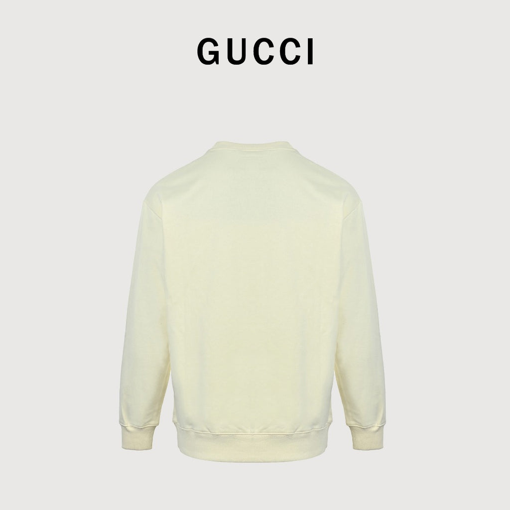 Gucci Cartoon-Cat Graphic Logo Crewneck Sweatshirt | Ivory