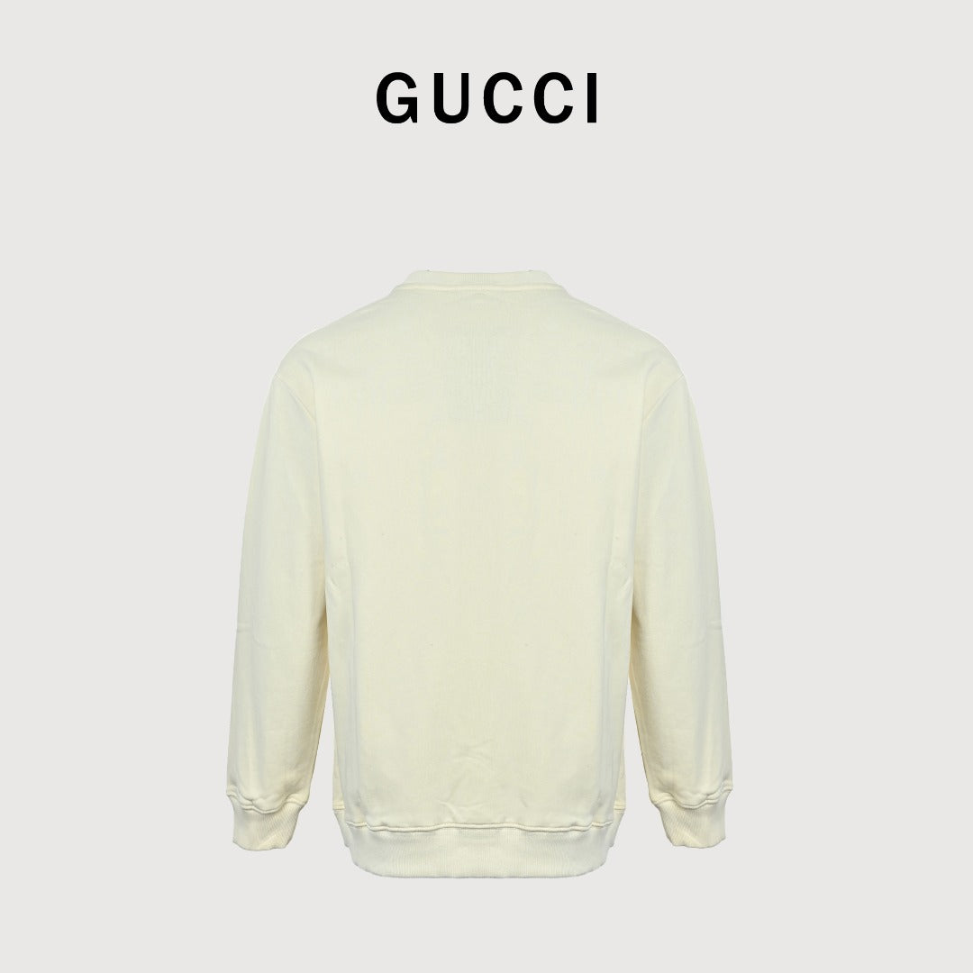 Gucci Cartoon Cat-and-Fish Graphic Crewneck Sweatshirt | Ivory