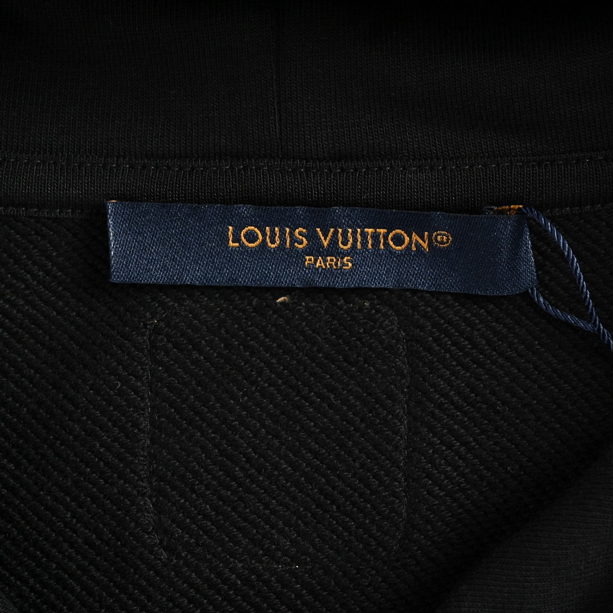 Louis Vuitton Embossed Leather Patch Pullover Hoodie | Black