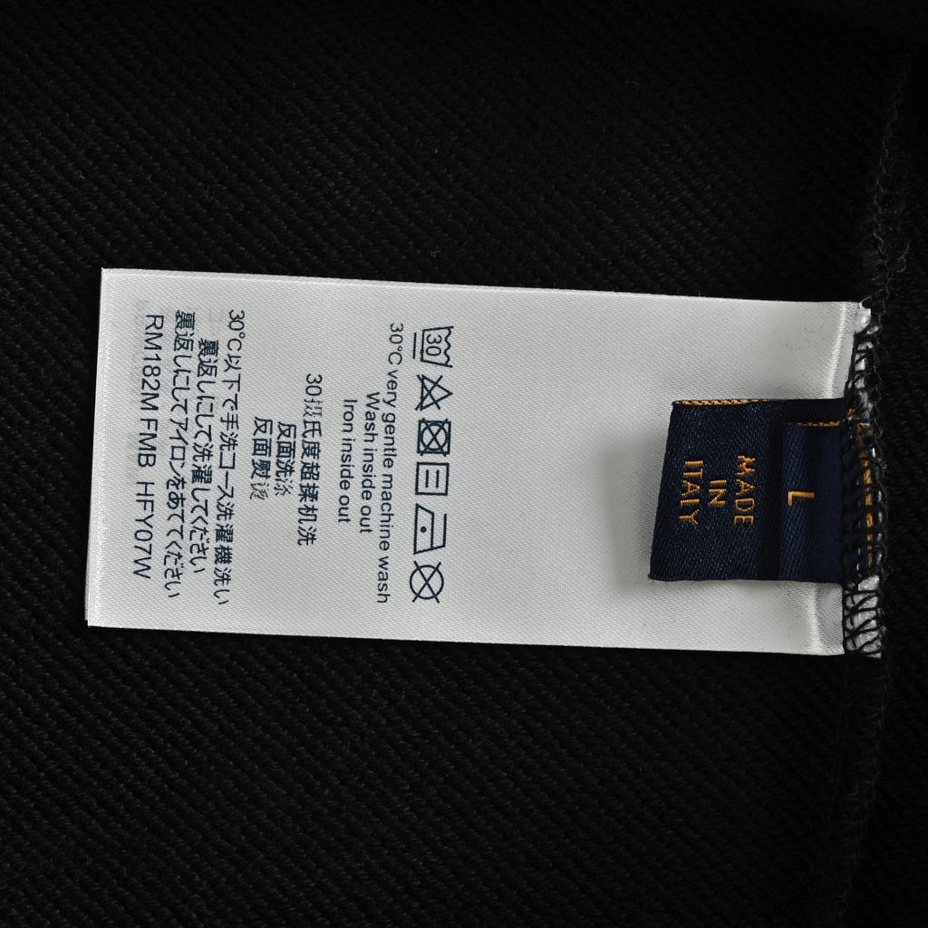 Louis Vuitton Embossed Leather Patch Pullover Hoodie | Black