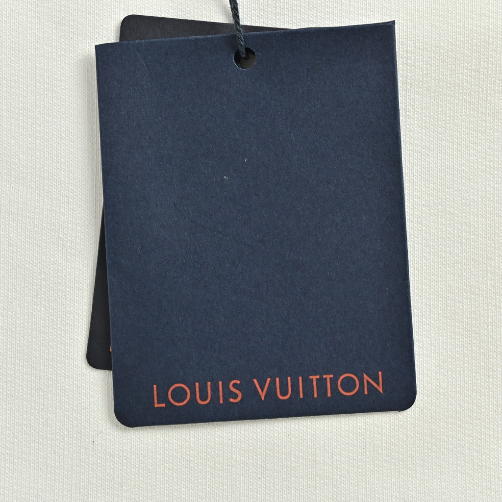 Louis Vuitton Embossed Leather Patch Pullover Hoodie | Ivory