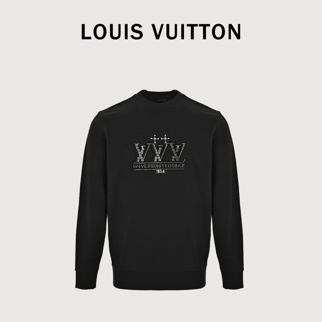 Louis Vuitton Beaded Embroidered Crewneck Sweatshirt | Black