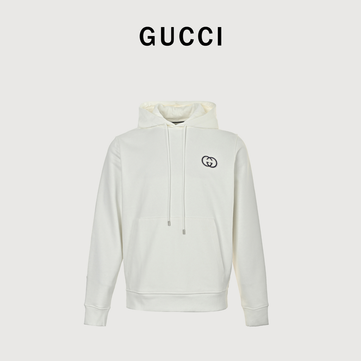 Gucci Raised Double G Embroidered Pullover Hoodie | Ivory
