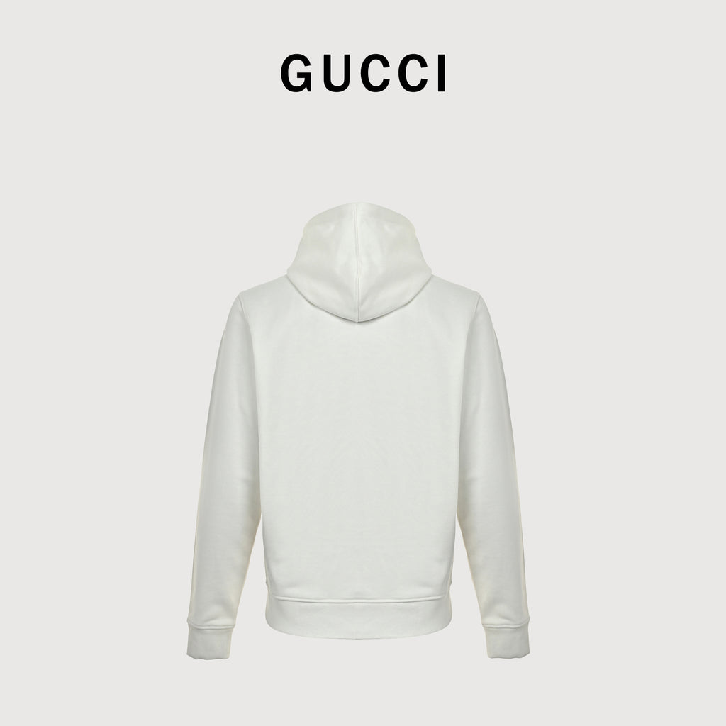 Gucci Raised Double G Embroidered Pullover Hoodie | Ivory