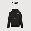 Gucci Raised Double G Embroidered Pullover Hoodie | Black