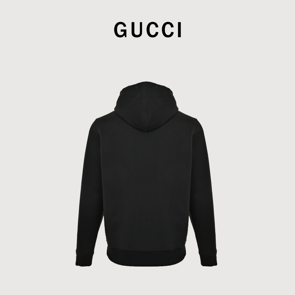 Gucci Raised Double G Embroidered Pullover Hoodie | Black