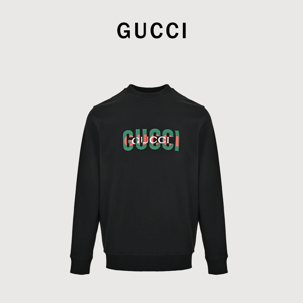 Gucci Retro Lettering Crewneck Sweatshirt | Black