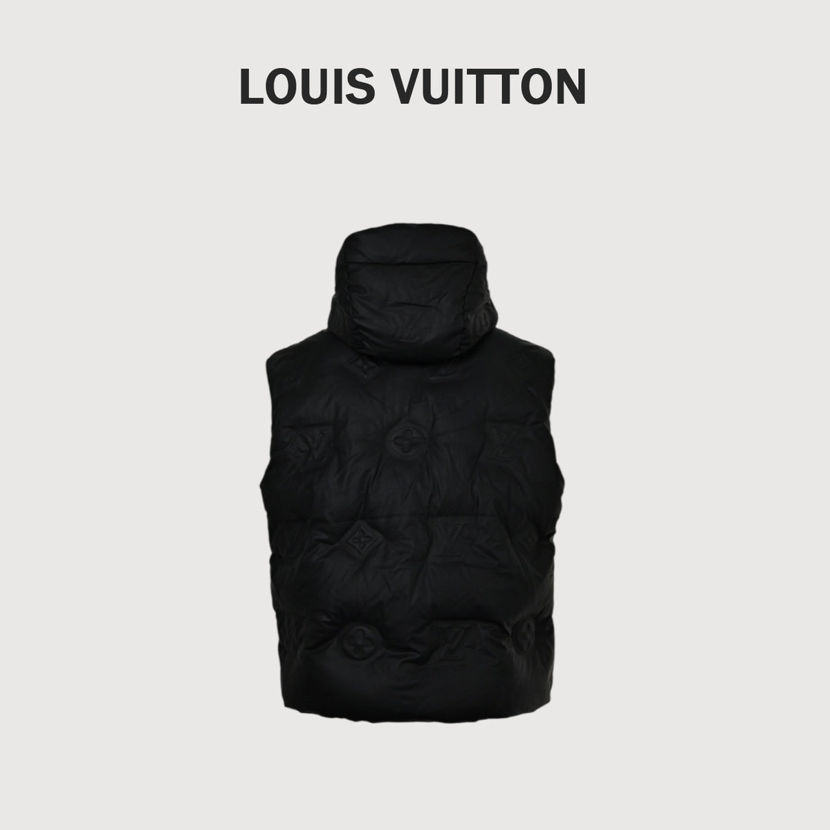Louis Vuitton Embossed Monogram Hooded Down Vest | Black