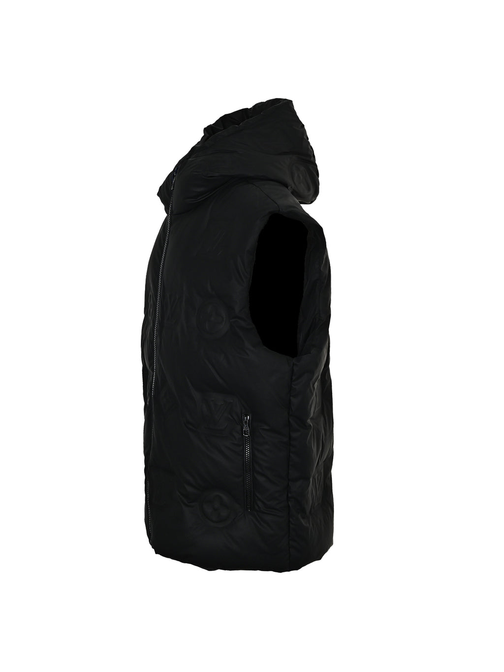 Louis Vuitton Embossed Monogram Hooded Down Vest | Black
