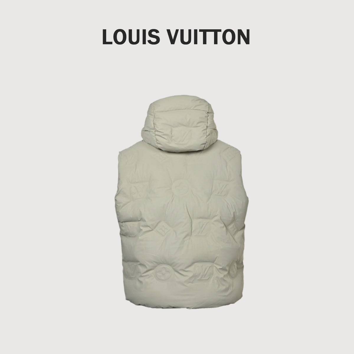 Louis Vuitton Embossed Monogram Hooded Down Vest | Light Beige