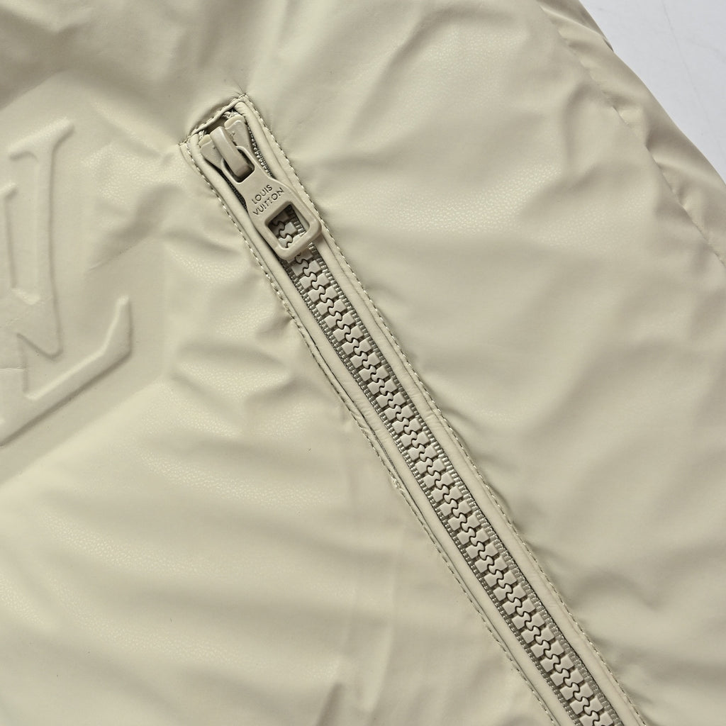Louis Vuitton Embossed Monogram Hooded Down Vest | Light Beige