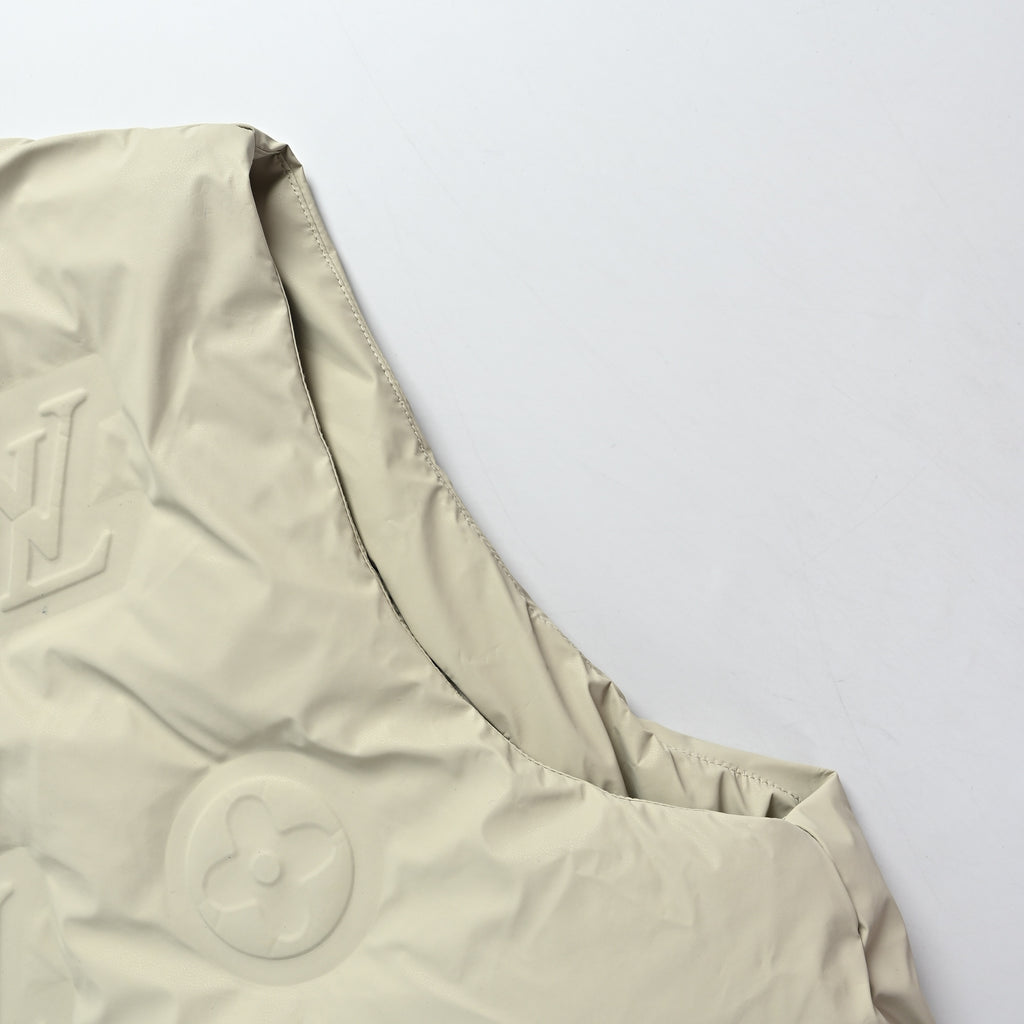 Louis Vuitton Embossed Monogram Hooded Down Vest | Light Beige