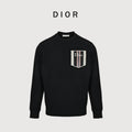 Dior Monogram Stripe Faux-Pocket Crewneck Sweatshirt | Black