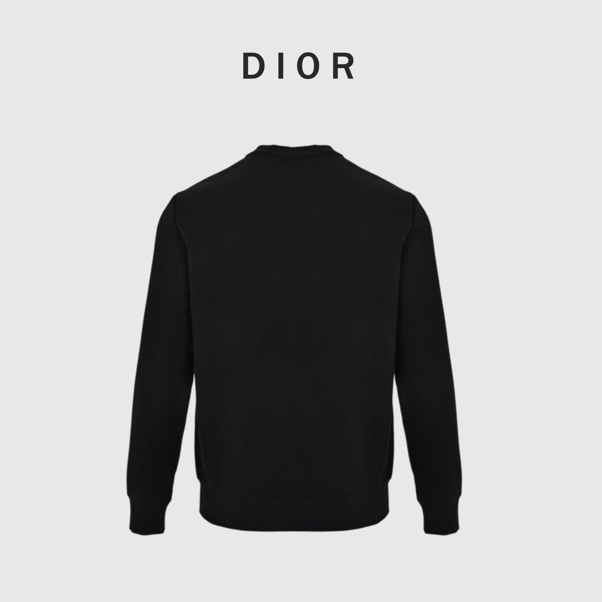 Dior Monogram Stripe Faux-Pocket Crewneck Sweatshirt | Black