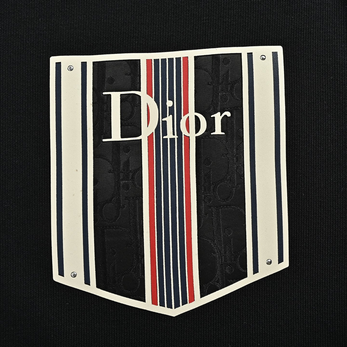 Dior Monogram Stripe Faux-Pocket Crewneck Sweatshirt | Black