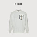 Dior Monogram Stripe Faux-Pocket Crewneck Sweatshirt | Ivory