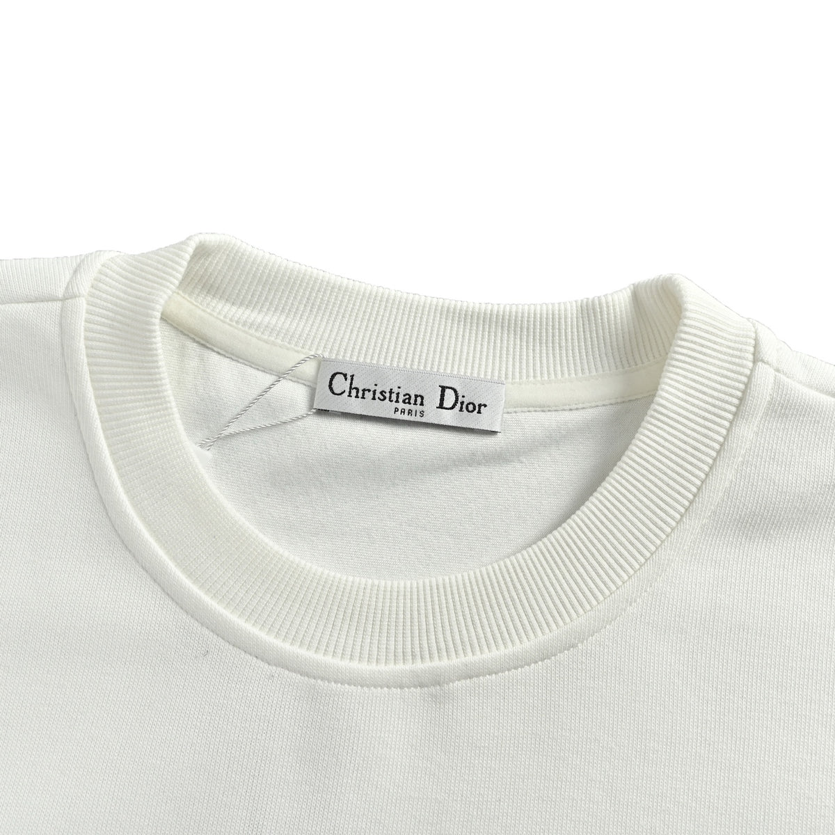 Dior Monogram Stripe Faux-Pocket Crewneck Sweatshirt | Ivory