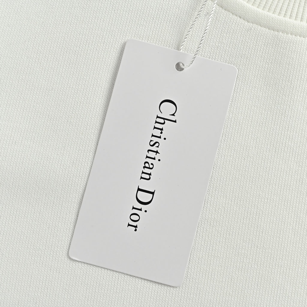 Dior Monogram Stripe Faux-Pocket Crewneck Sweatshirt | Ivory
