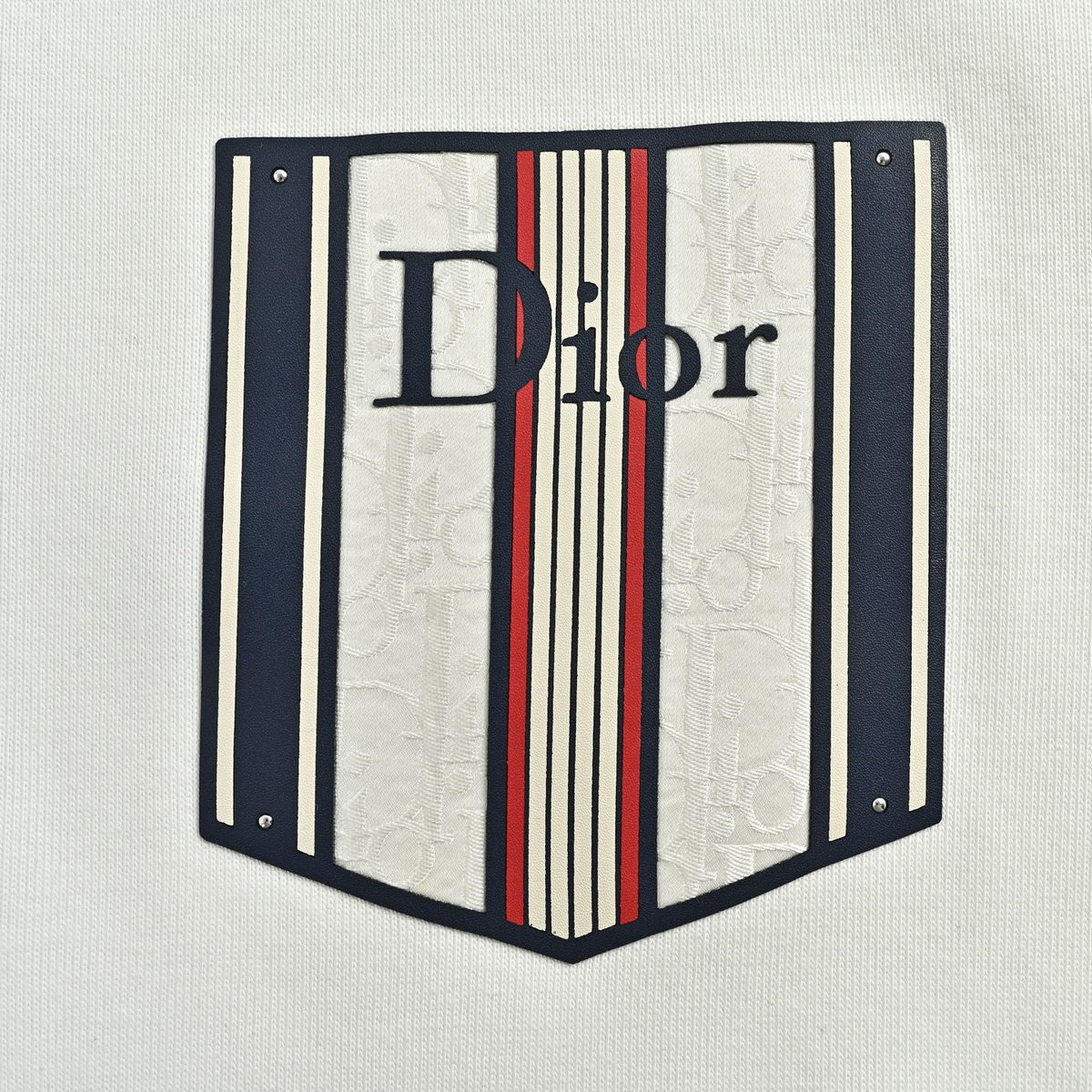 Dior Monogram Stripe Faux-Pocket Crewneck Sweatshirt | Ivory