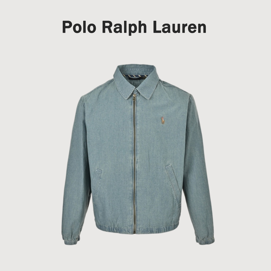 Ralph Lauren Multicolor Logo Embroidered Denim Jacket | Blue-Grey