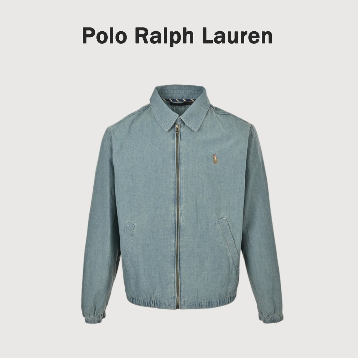 Ralph Lauren Multicolor Logo Embroidered Denim Jacket | Blue-Grey