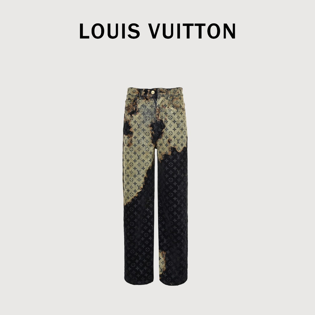 Louis Vuitton Campfire Flocked Monogram Denim Pants
