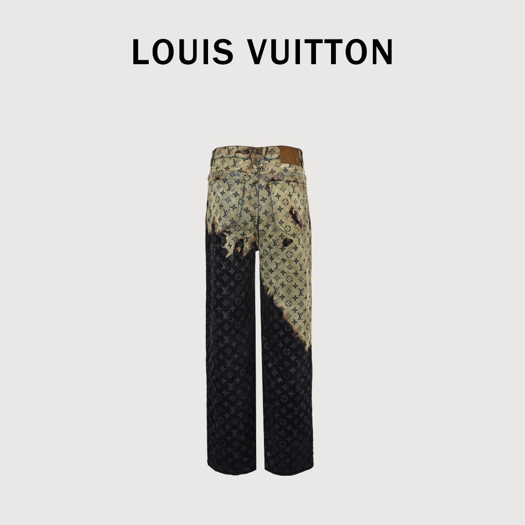 Louis Vuitton Campfire Flocked Monogram Denim Pants