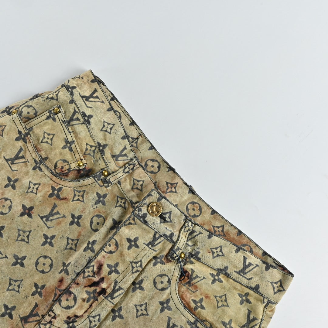 Louis Vuitton Campfire Flocked Monogram Denim Pants